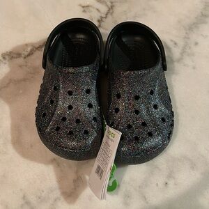 NWT Crocs Black Baya Girl’s Glitter Crocs Size 3